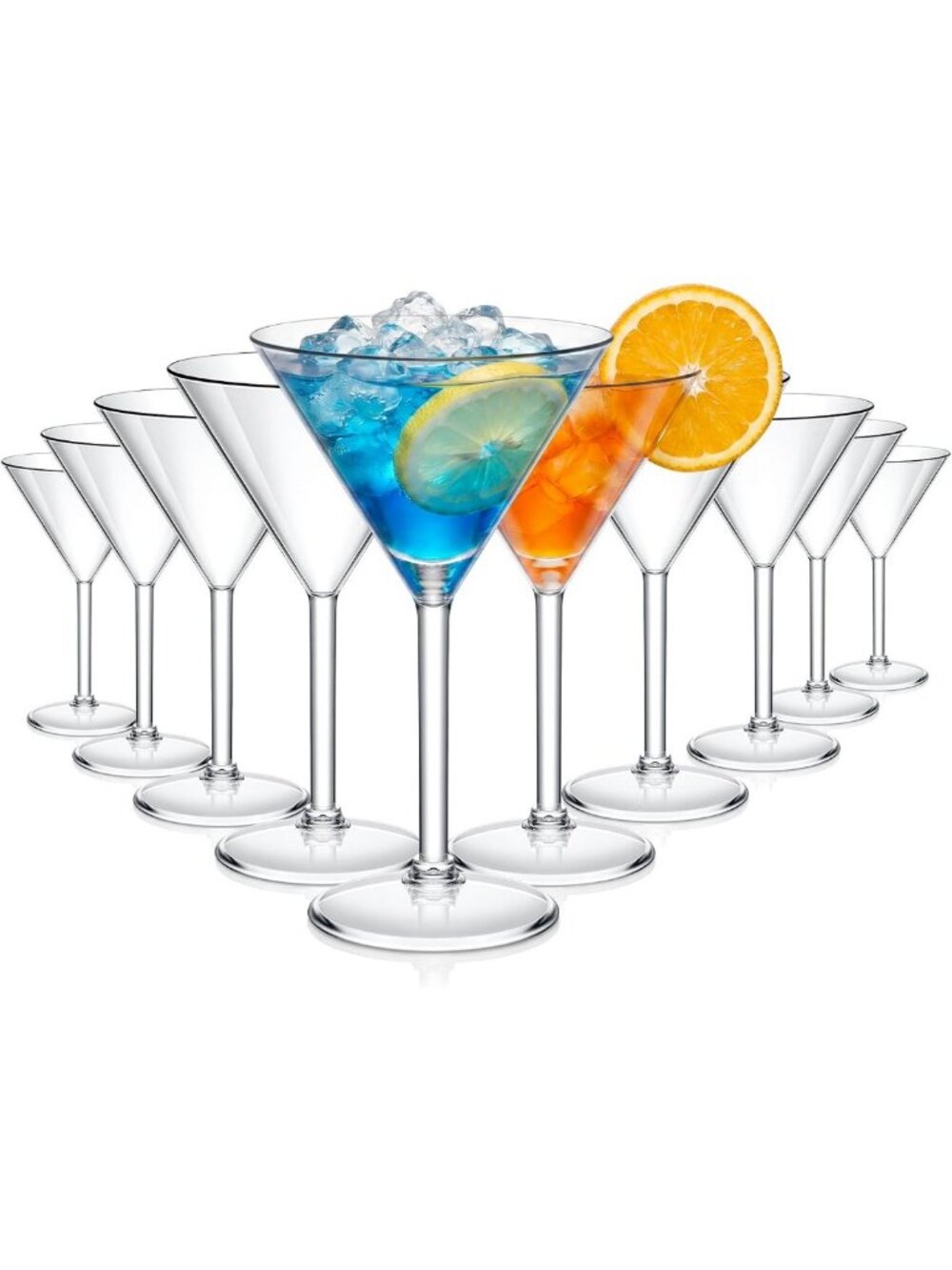 12 Pack Large Acrylic Martini Glasses - 9.5oz Cocktail Cups for Parties & Events